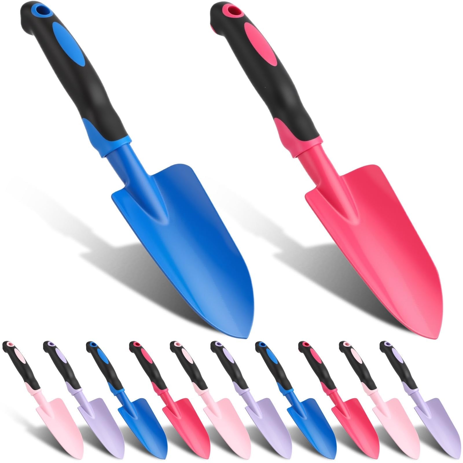 Yaocom 12-piece garden shovel set with small aluminum alloy trowels for heavy-duty digging and planting tasks.