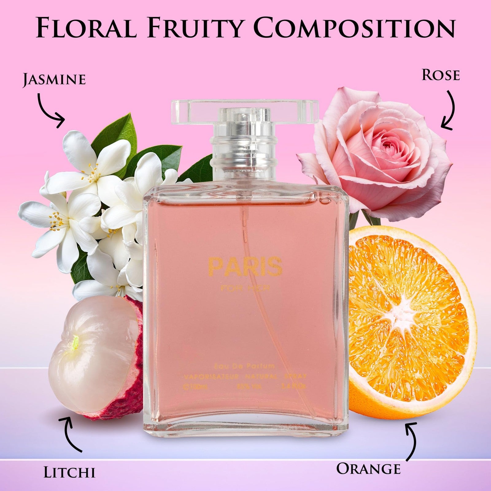 Novoglow Paris For Her Eau De Parfum spray bottle, elegant fragrance for women, perfect for daywear and everyday use.