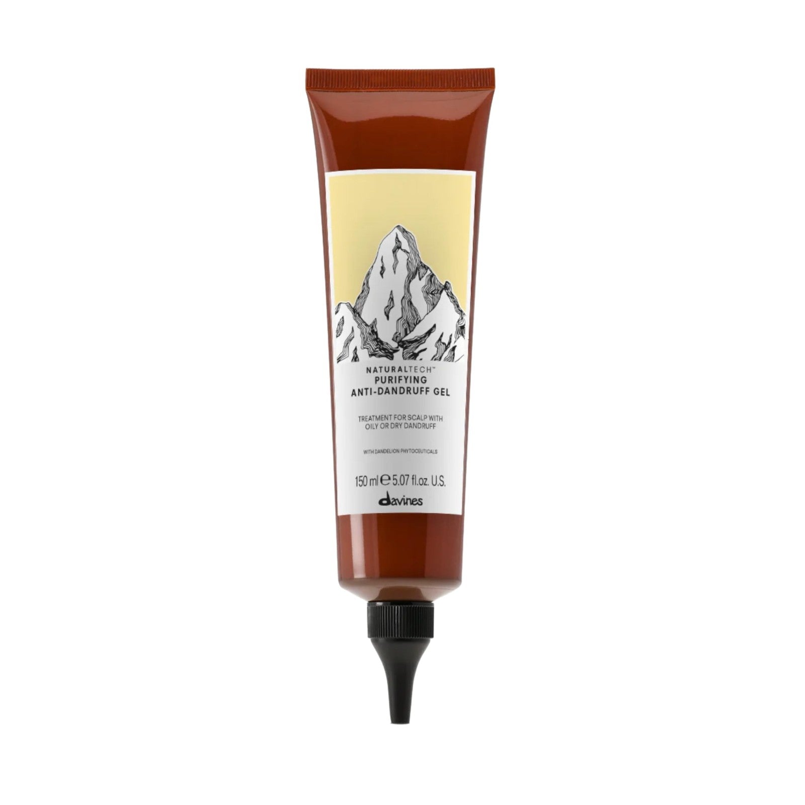 Davines Naturaltech Purifying Gel for dandruff and oily scalp, clear gel texture with botanical ingredients, close-up of product jar.