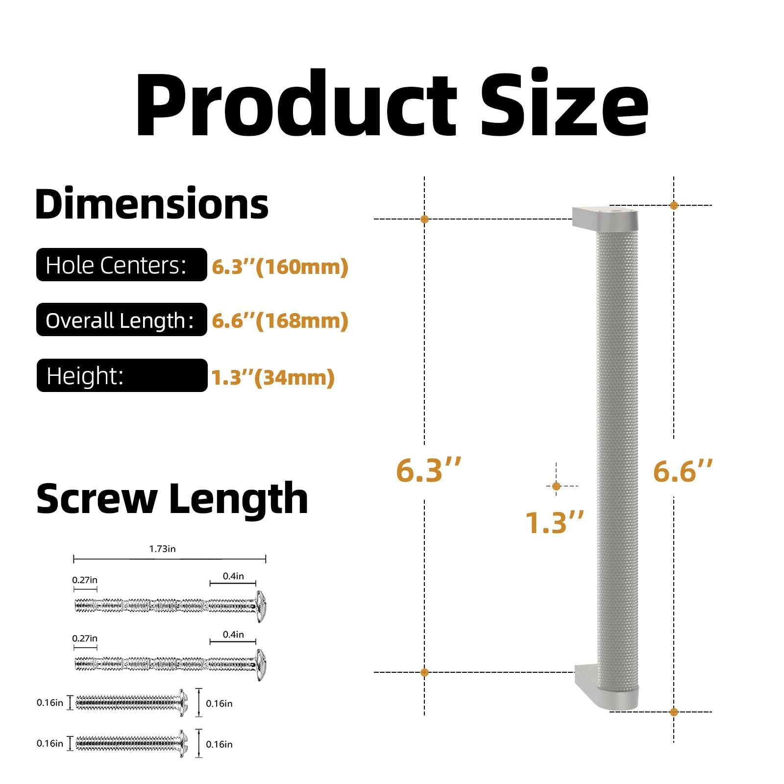 Set of 10 KOMOTIA knurled brushed satin nickel cabinet pulls with 6-1/4 inch center-to-center hole spacing on a surface.