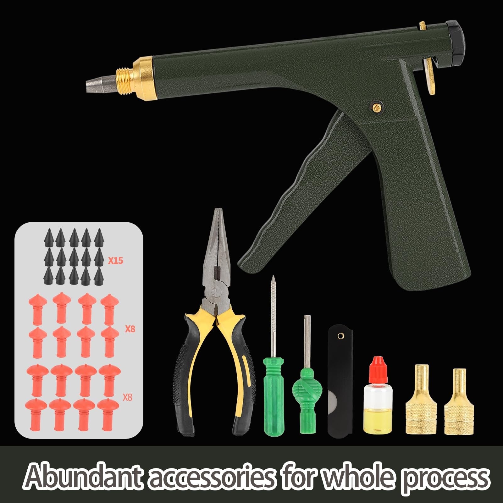 Finafedom tire repair kit with mushroom plugs and patches, heavy-duty tire plug and patch kit for fixing punctures