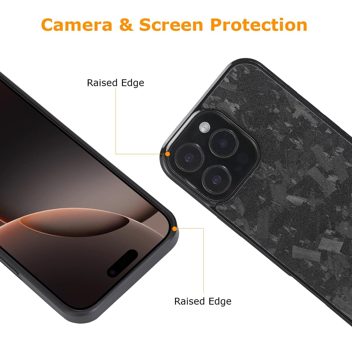 molzar Grip Series iPhone 16 Pro Max case with forged carbon fiber texture, showing its sleek design and durable build