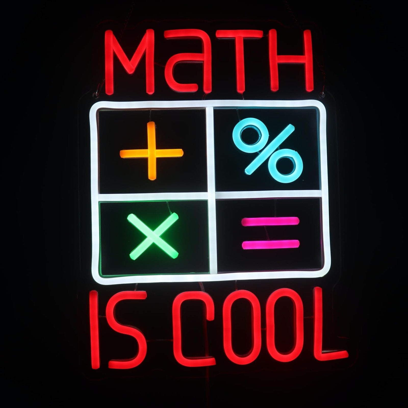 Math Is Cool neon sign by Nordstylee, LED classroom light with "Math Is Cool" message, ideal for math lovers and educational decor.