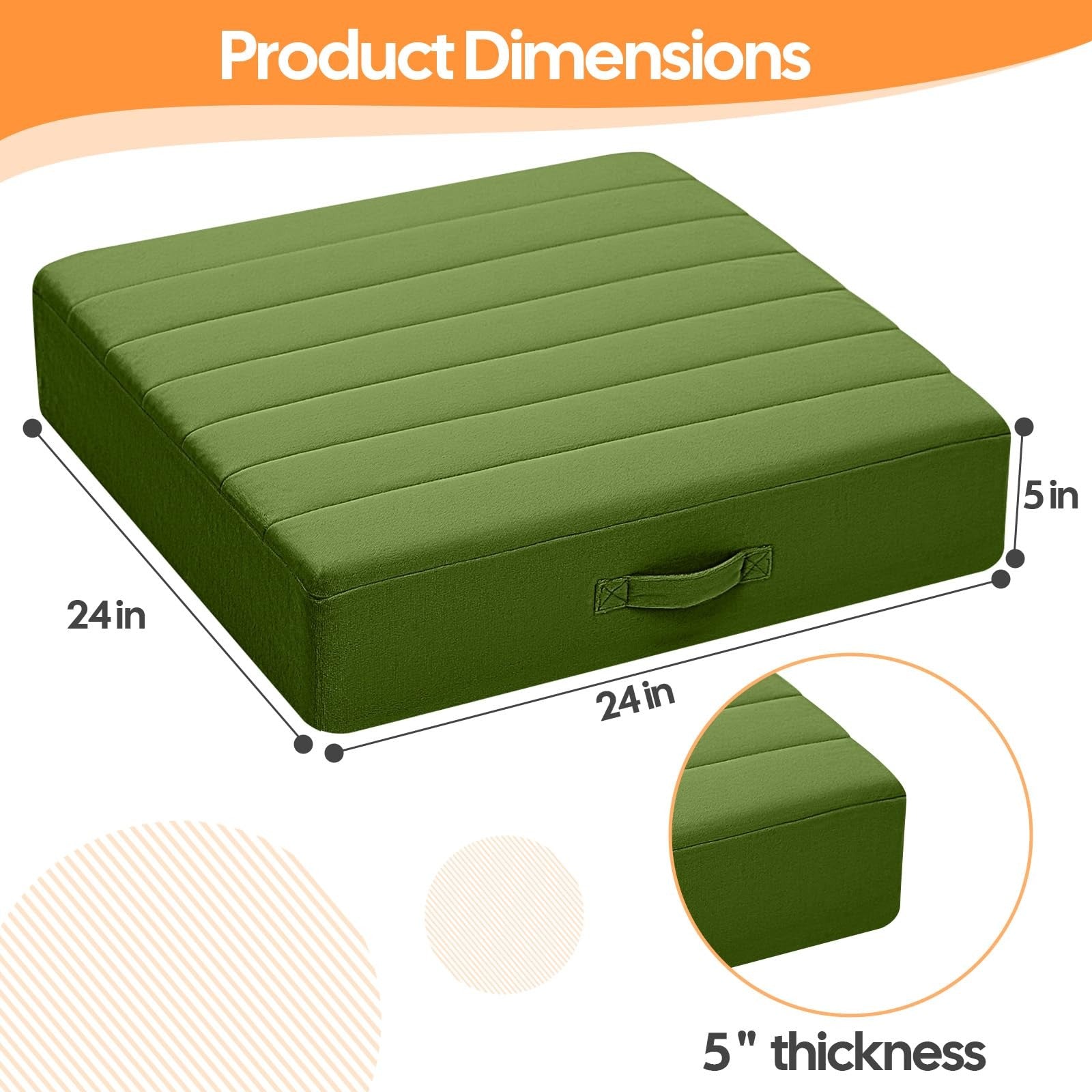 Memorecool square floor pillows for adults and kids, large meditation cushions, set of two, soft fabric, comfortable seating.