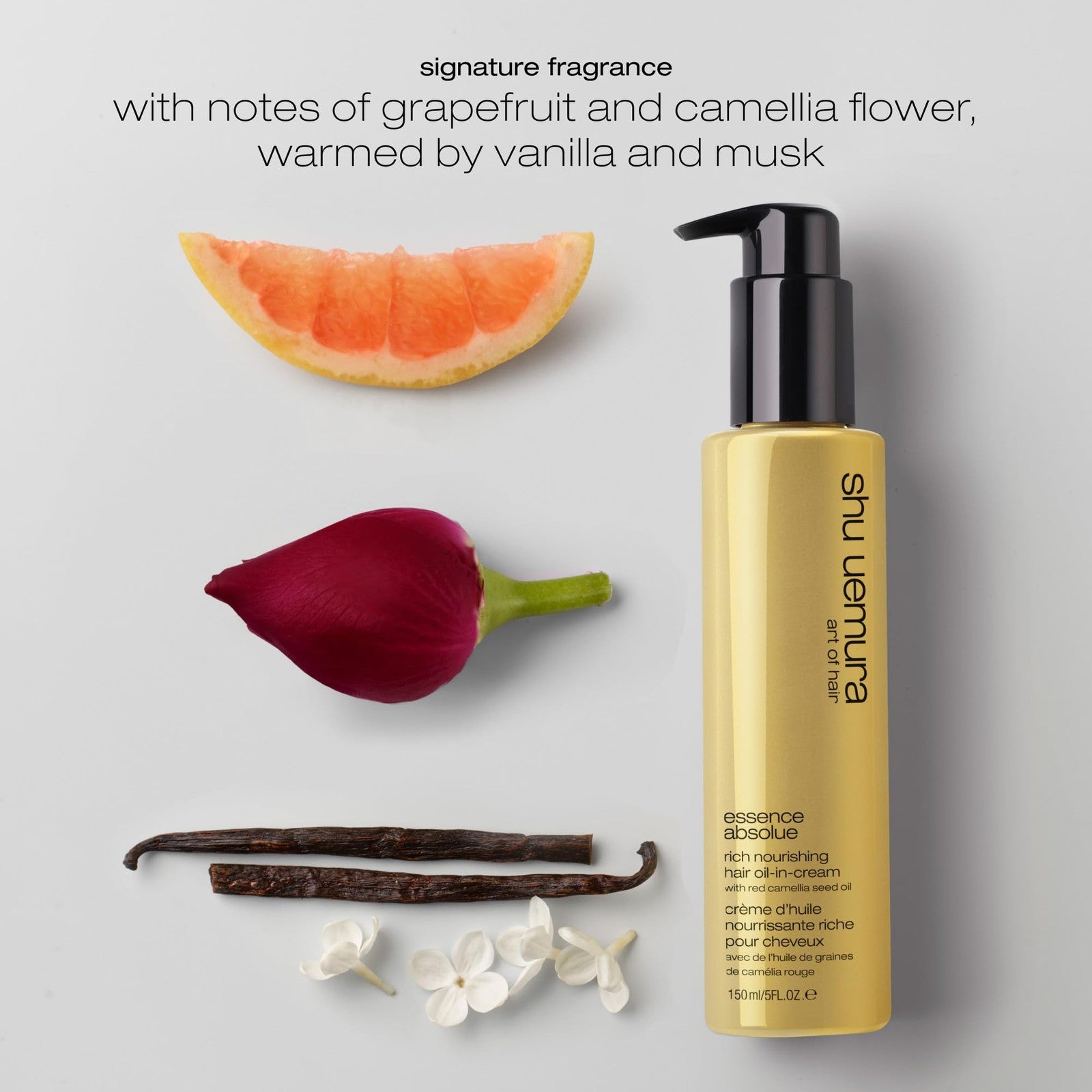 shu uemura art of hair Essence Absolue Nourishing Cream for hair, showing the protective cream in a jar with a smooth, shiny finish