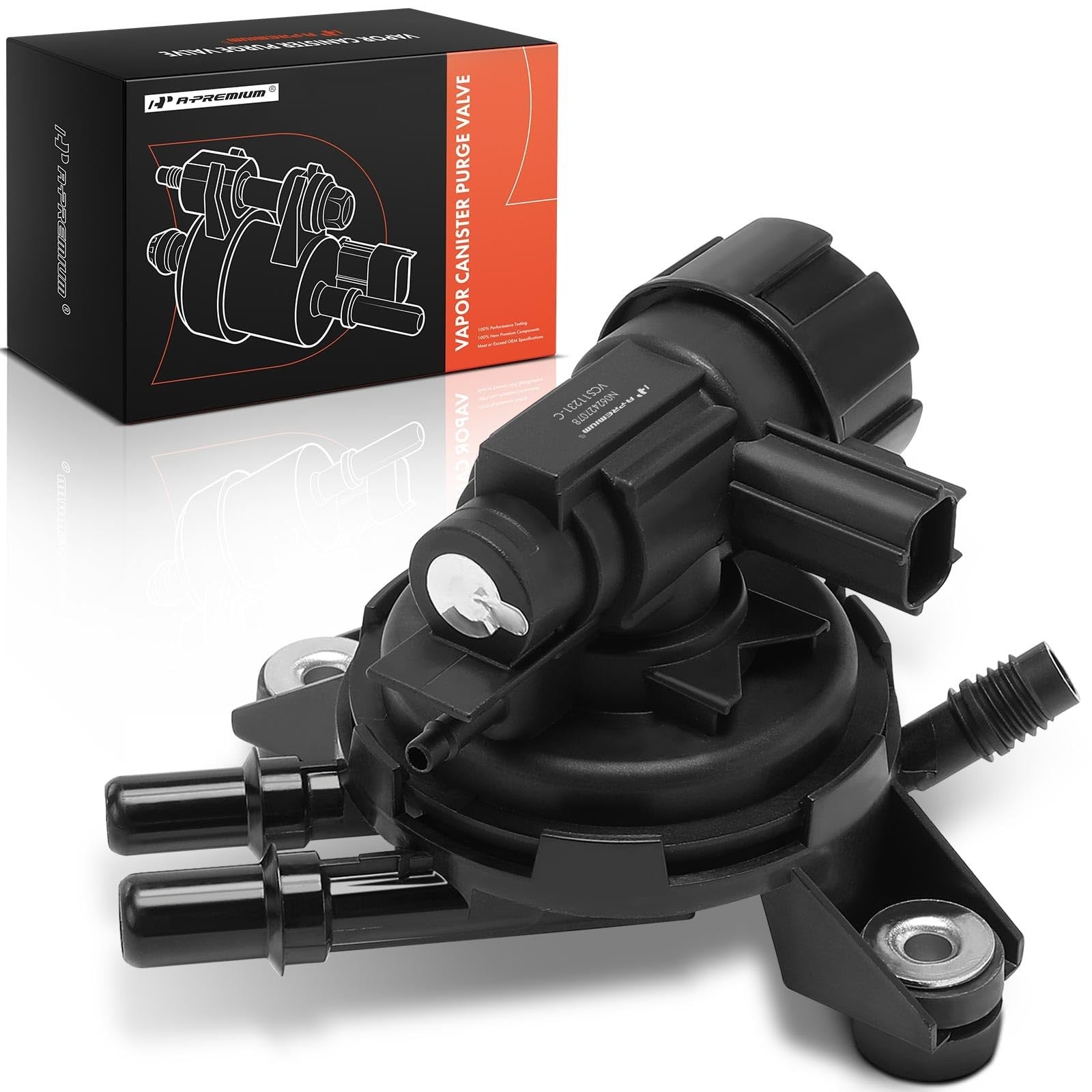A-Premium vapor canister purge solenoid valve for Ford F-150 2019, showing the valve with electrical connector and mounting components.