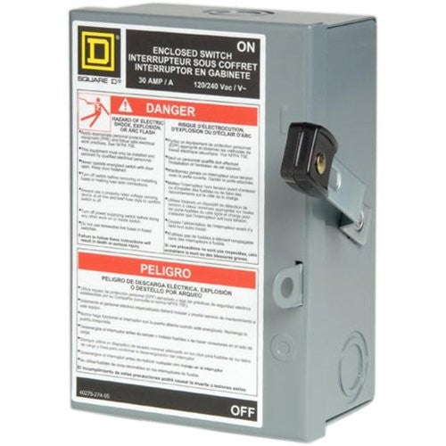 Square D Schneider Electric L211N 30A 120/240V two-pole indoor light-duty fusible safety switch with toggle handle