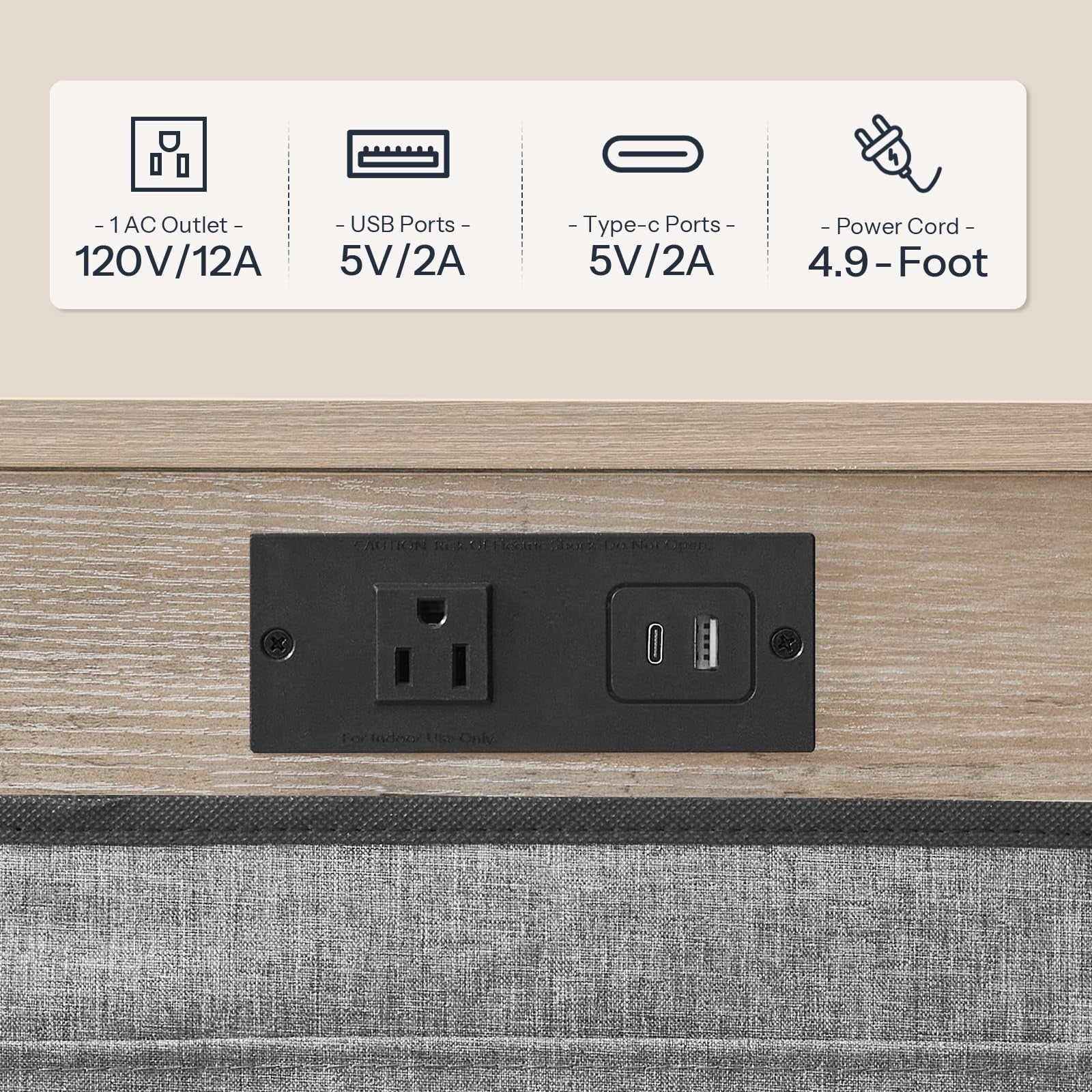 HOOBRO C-shaped end table with charging station, 28-inch tall couch table for living room, featuring a modern design and convenient charging port.