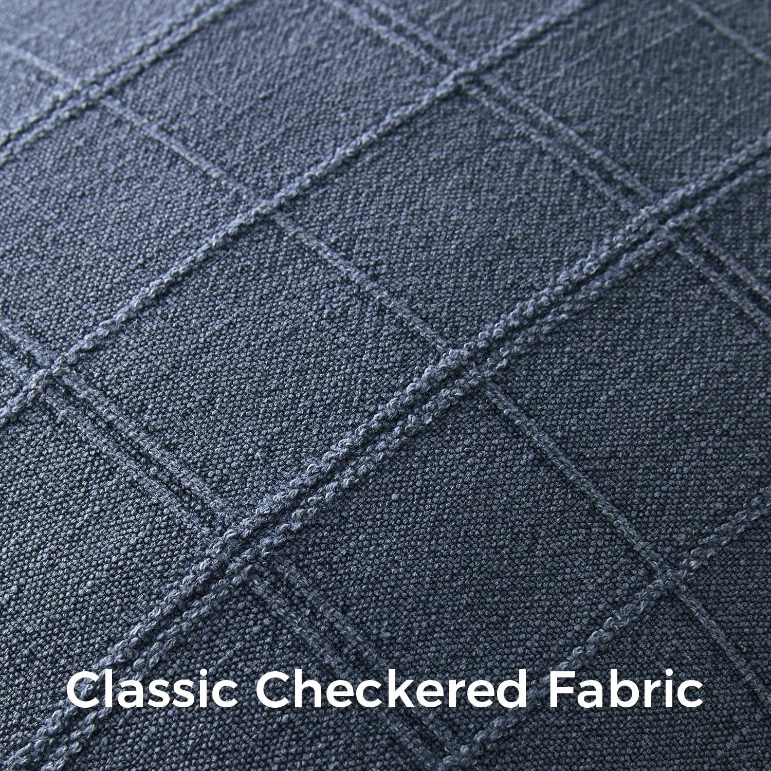 Woaboy linen check throw pillow cover in dark blue with farmhouse modern boho vintage style, featuring a classic check pattern.