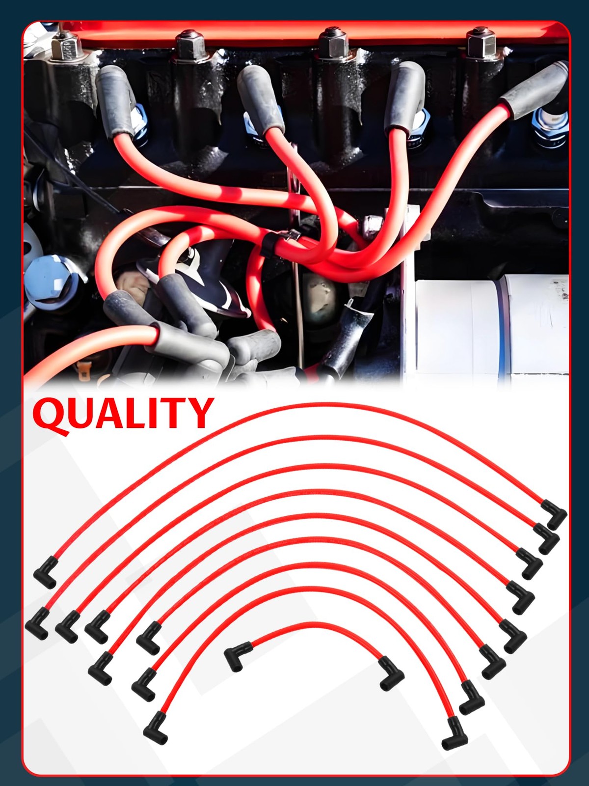 High-performance 10mm spark plug wire set with 90-degree boots for HEI, BBC, SBC 350 and 454 engines by Ntoauto.