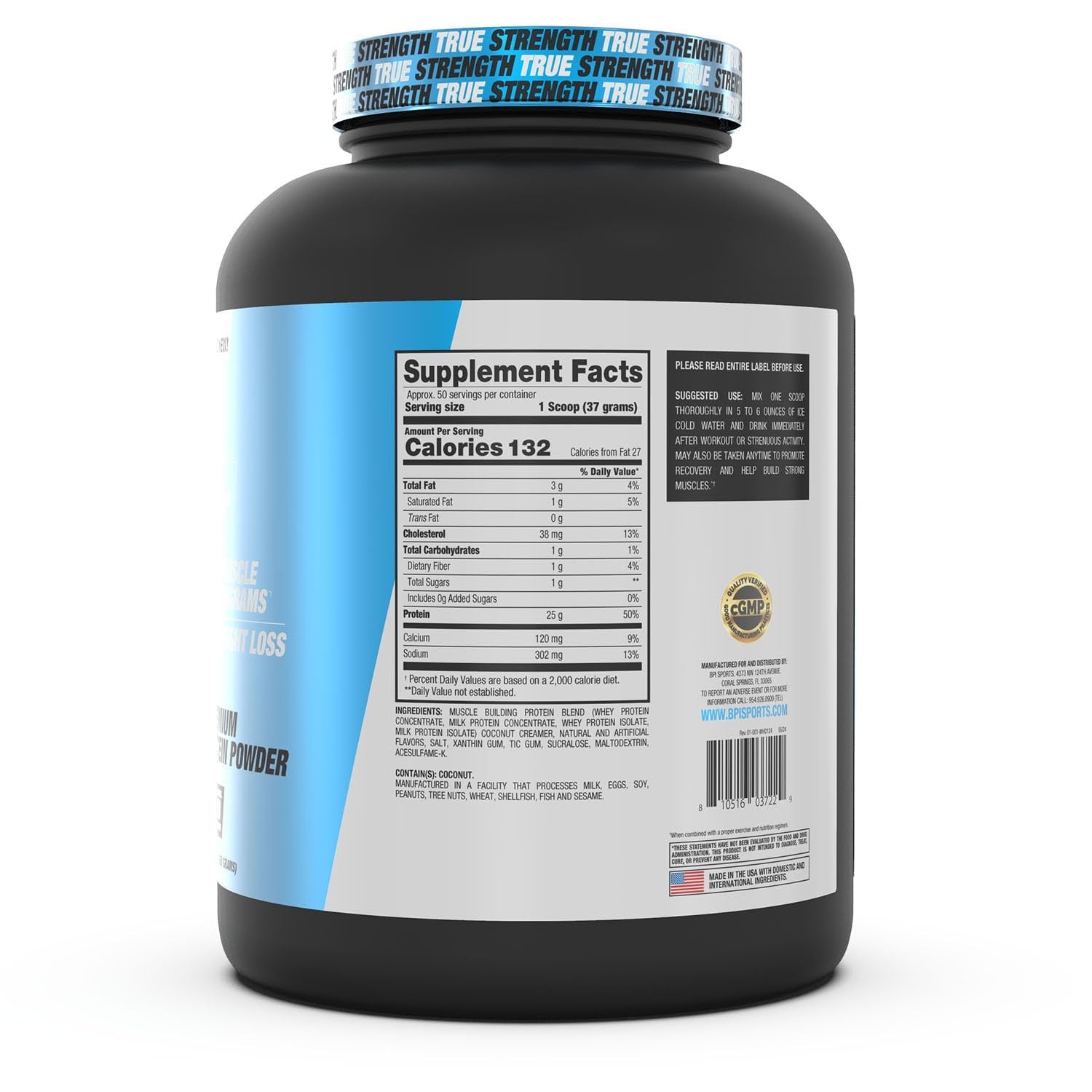 BPI Sports Whey HD Ultra Premium Protein Powder Salted Caramel 4.1lb container with label and scoop