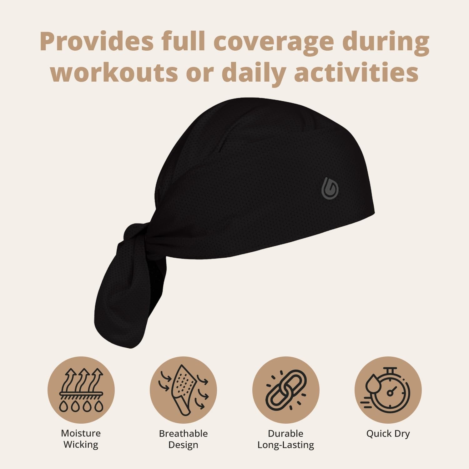 Gymwrap Full Triangle 2.0 moisture-wicking headwrap with tri-layer EvapoCOOL Venti fabric, designed for cooling and comfort.