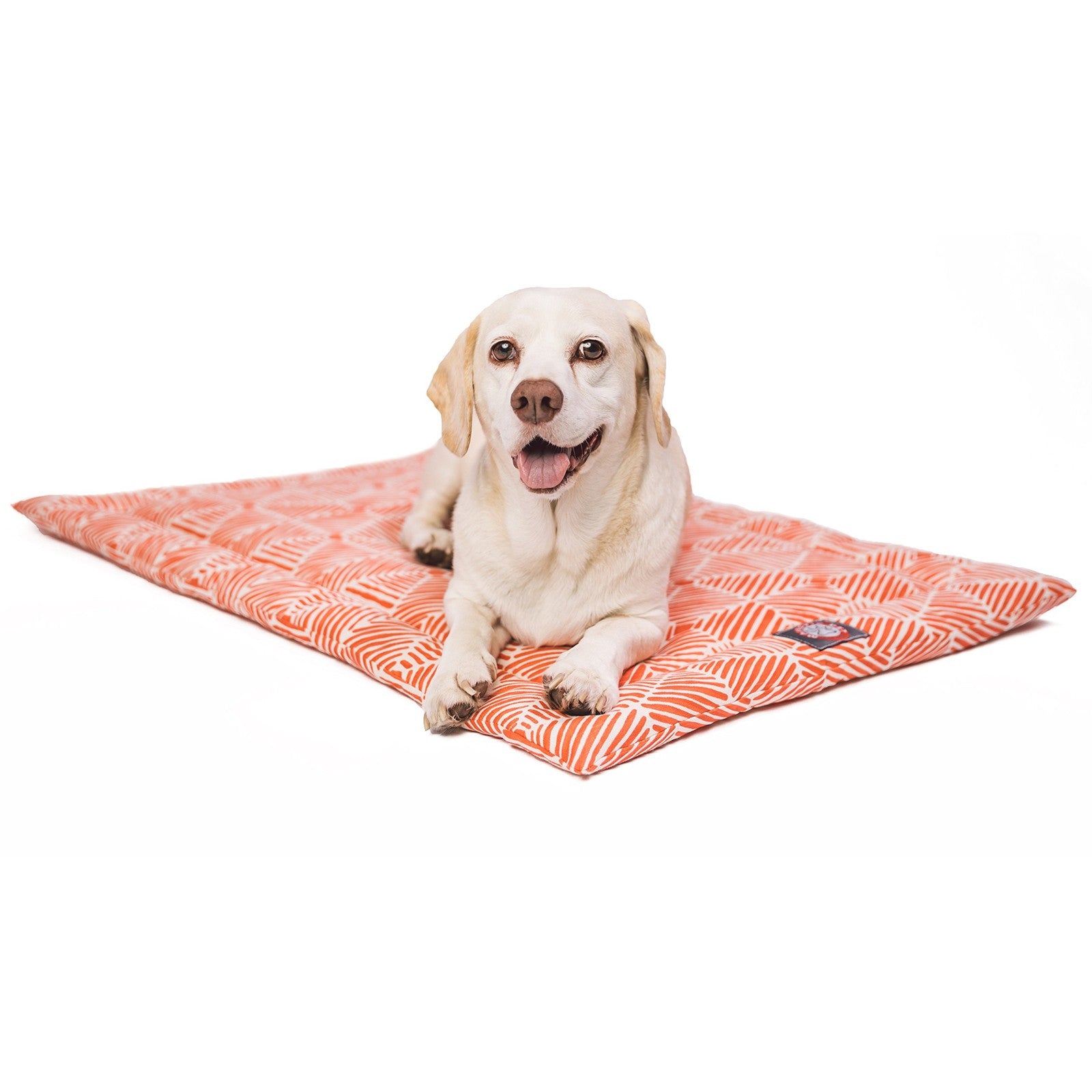 Salmon orange 42-inch Charlie Crate Dog Bed Mat by Majestic Pet Products, soft and durable for small to large dogs.