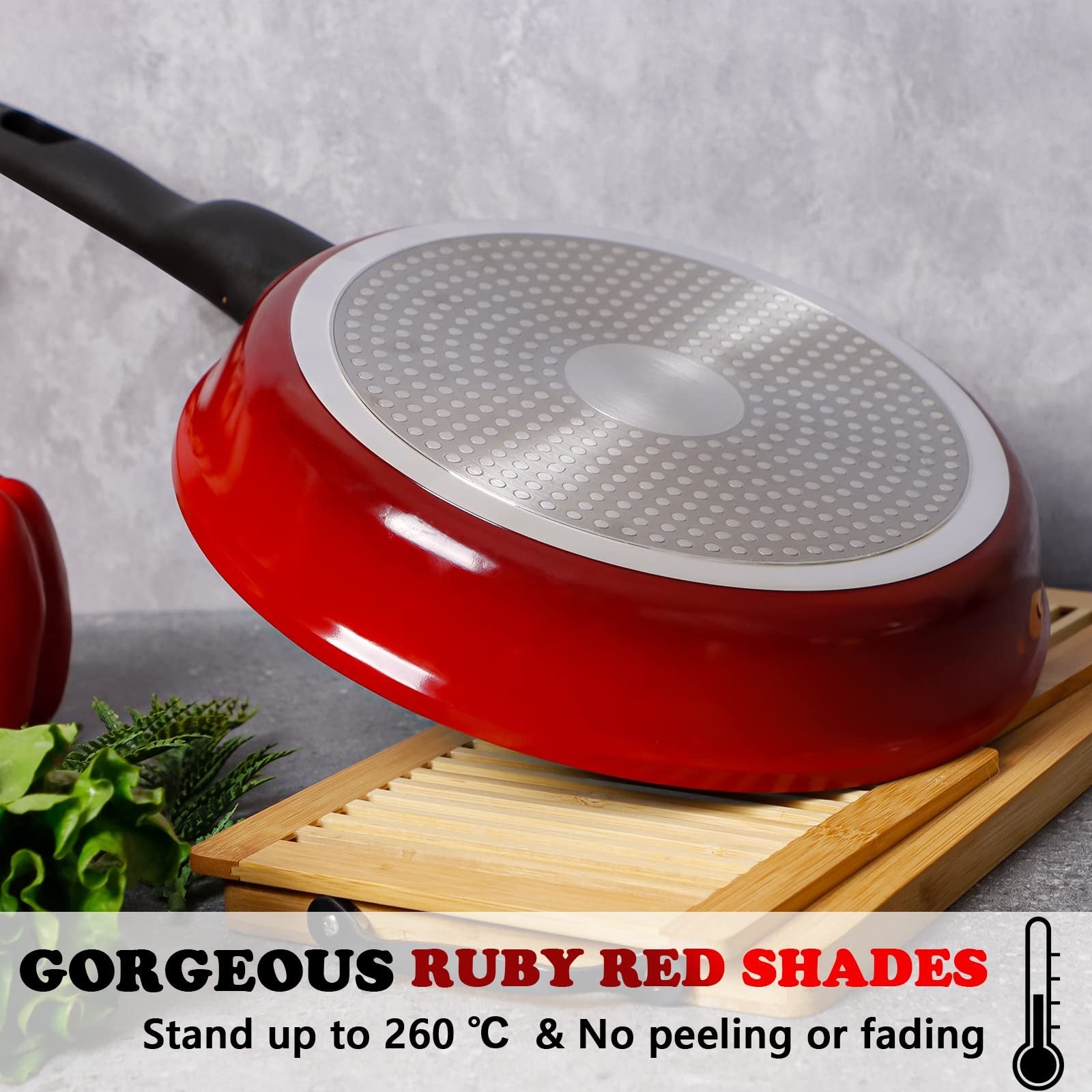 DIIG 11.5-inch nonstick frying pan with silicone lid, cast aluminum oven-safe skillet showing a smooth cooking surface