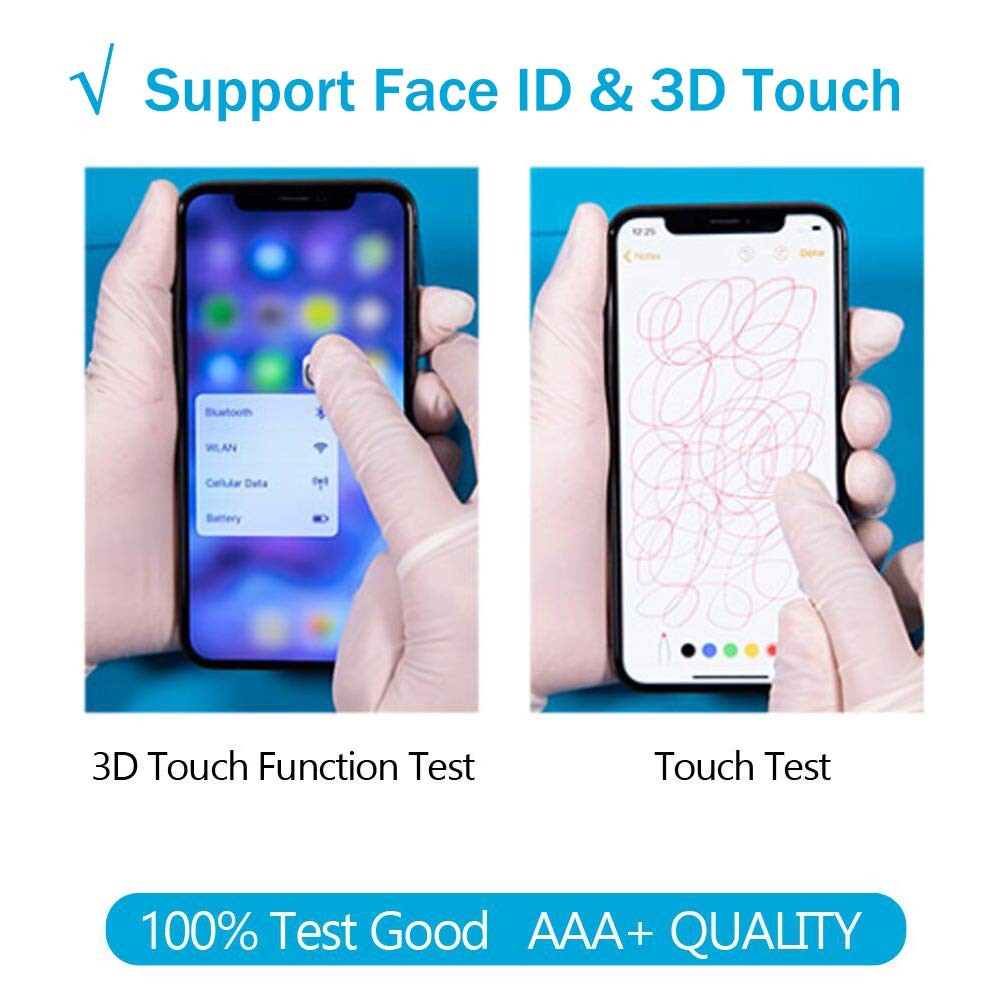 Iphone Xs Max screen replacement with 6.5-inch LCD touch display, showing the assembled front of the unbranded replacement screen.