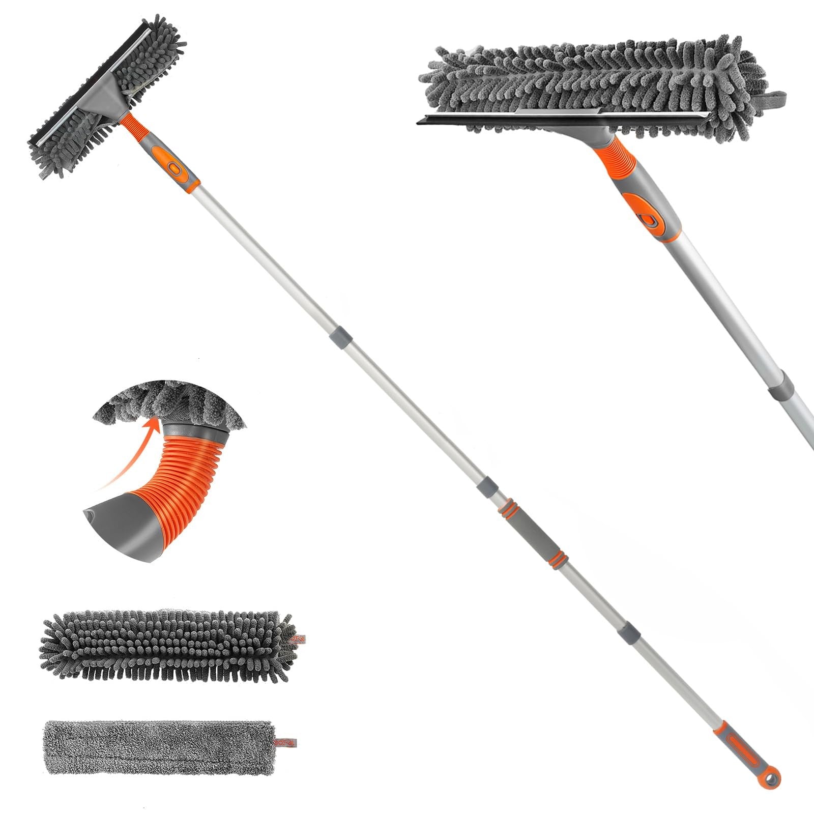 Eazer 2-in-1 window squeegee cleaner tool with 62-inch extension pole for easy glass and window cleaning.