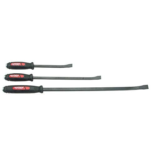 Mayhew Dominator screwdriver pry bar set with three curved tools for prying and leverage tasks, featuring durable metal construction.