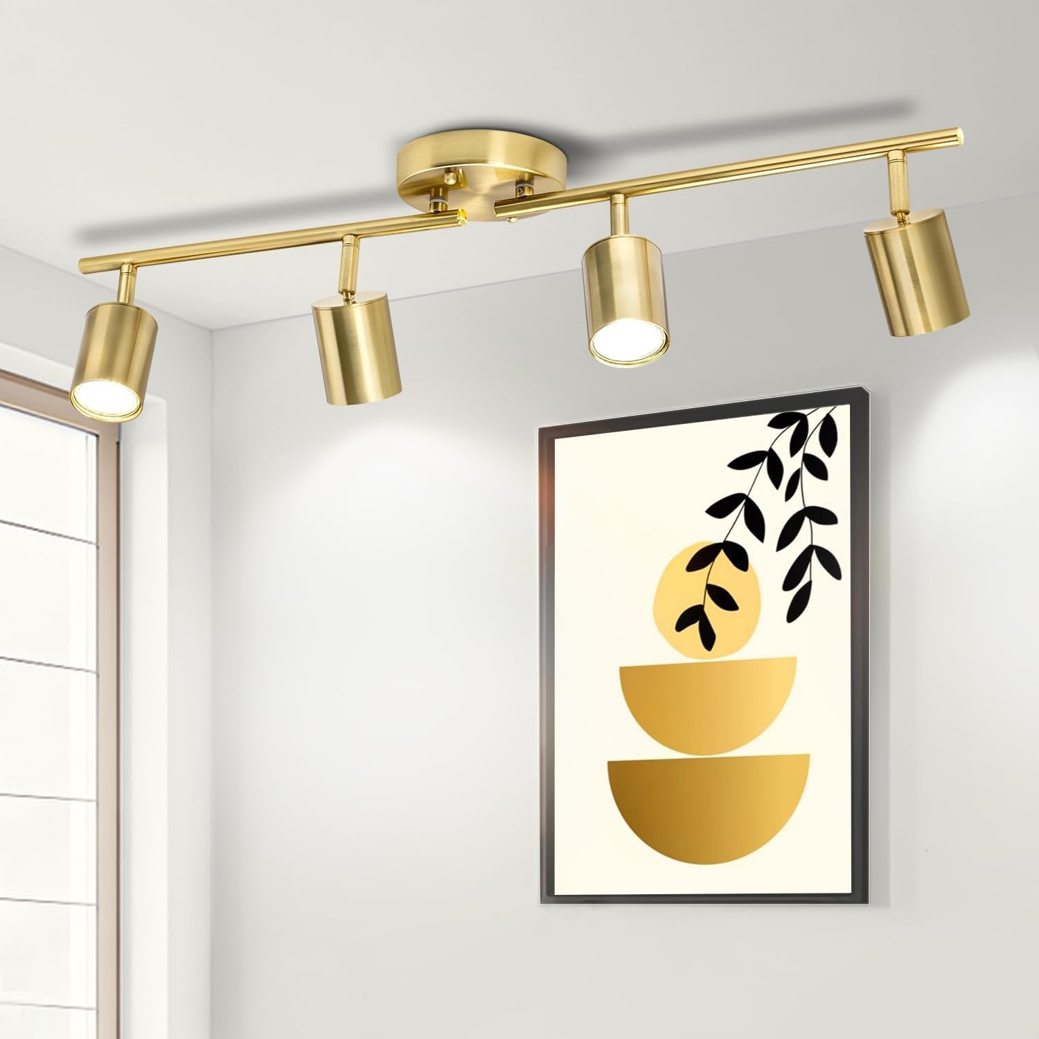 Fondiiz 4-way track lighting with rotatable heads, adjustable track light fixture for versatile illumination in modern spaces