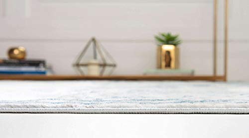 Unique Loom Sofia Collection area rug, Salle Garnier 8x10 oval with blue and ivory floral design, plush and decorative.