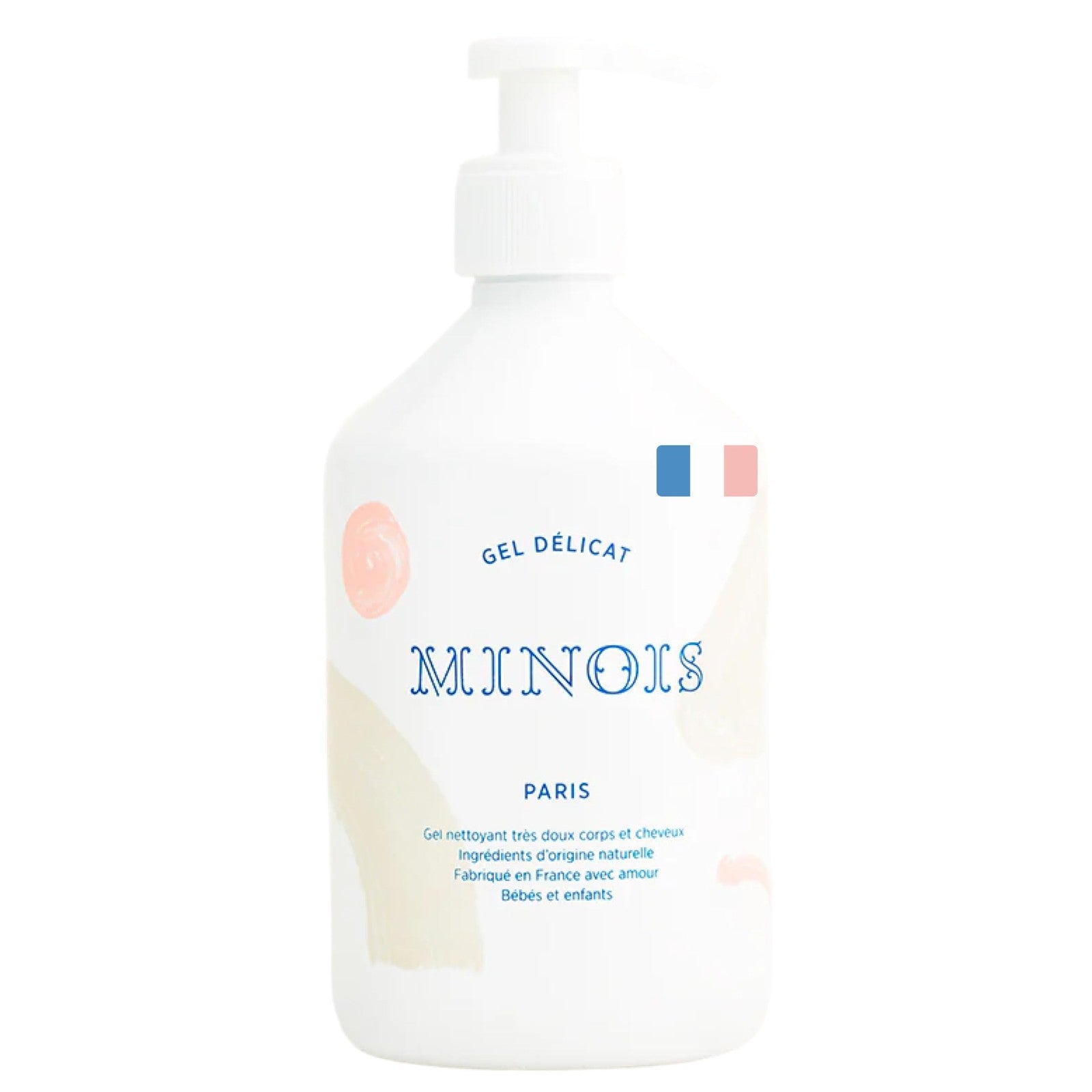 MINOIS Paris baby wash and shampoo with orange, gentle body and hair cleanser for infants and young children.