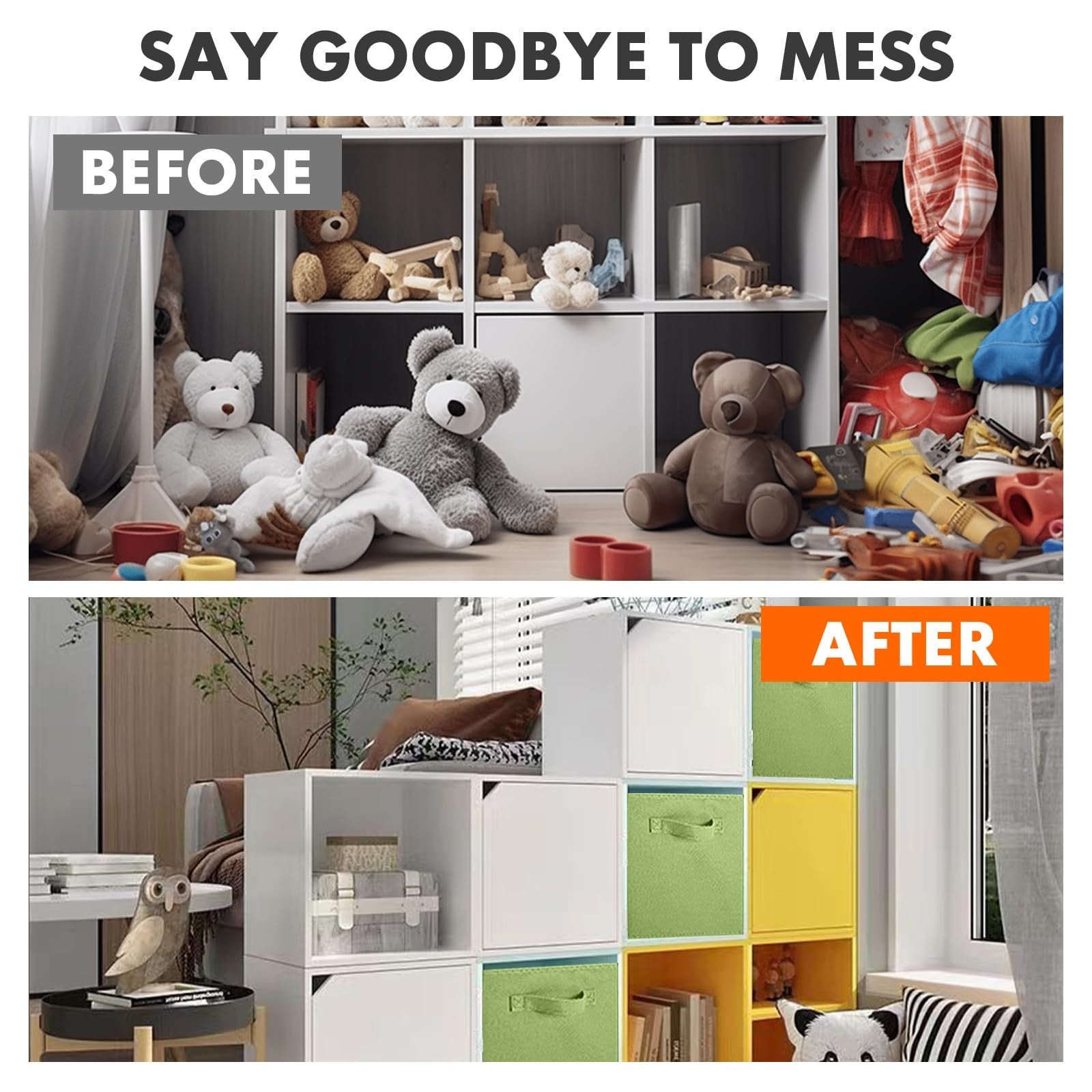 ShellKingdom fabric storage bins with foldable design, soft cloth organizer cubes for closet or drawer organization