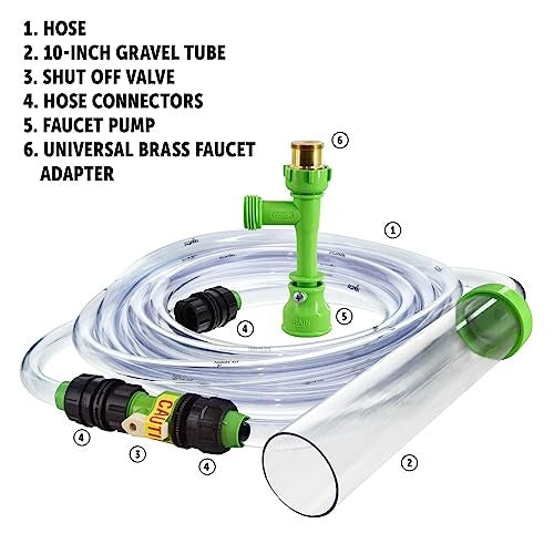 Python No Spill Clean and Fill Aquarium Maintenance System with gravel cleaner and water changer for aquarium cleaning.