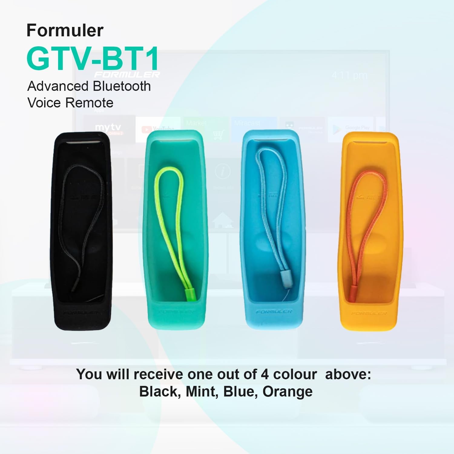 Formuler BT1 remote control for Z7+, Z8, Z10, Z11, Z Alpha, and CC models, showing buttons and compact design.