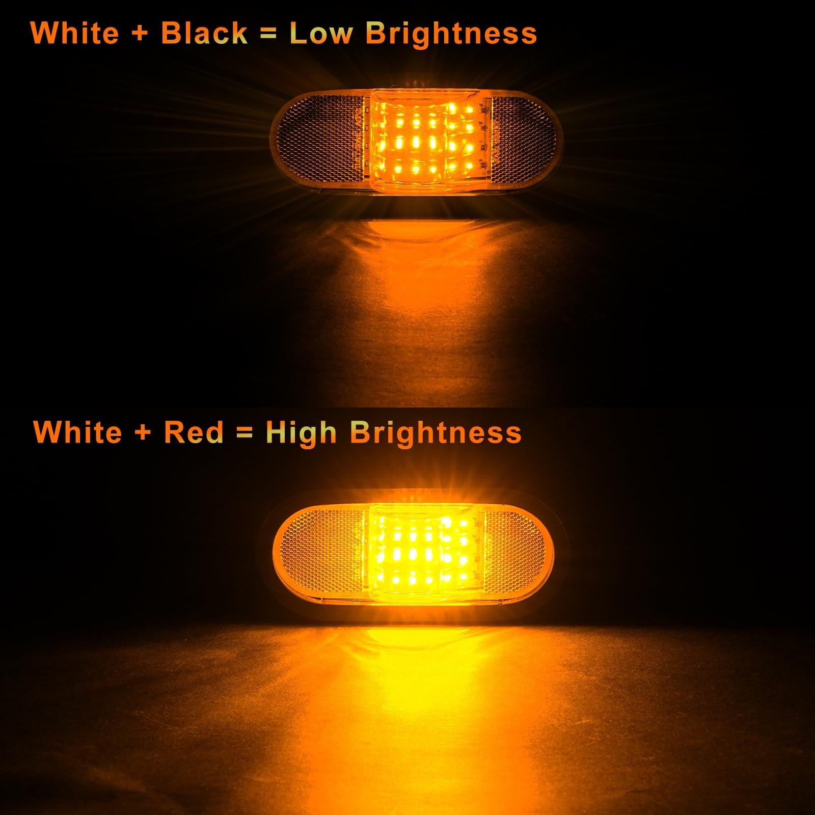 PVerandio 6.5-inch trailer turn signal lights with 6-inch oval LED amber marker lights and 24 LED water-resistant design.