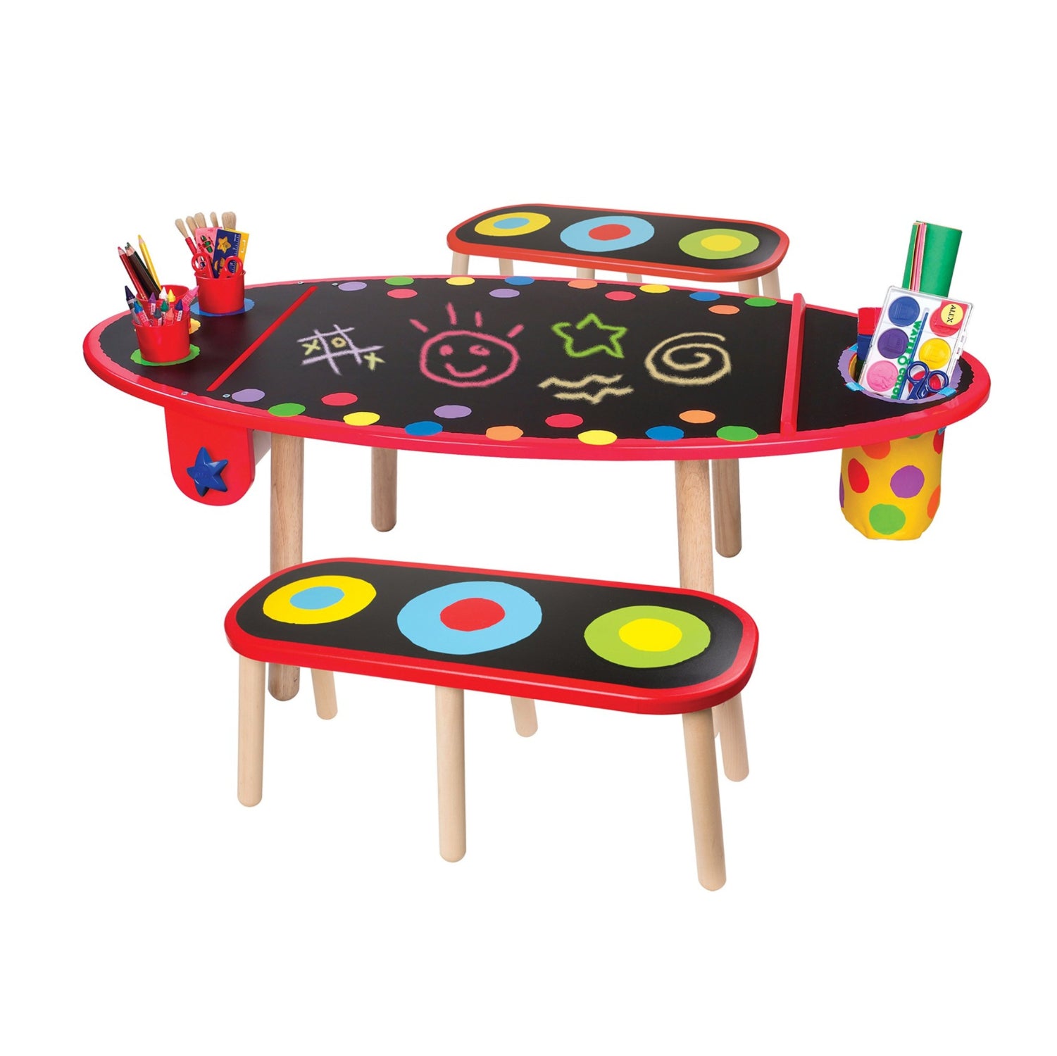 ALEX Toys Super Art Table for kids with paper roll and various art supplies for creative drawing and painting activities.