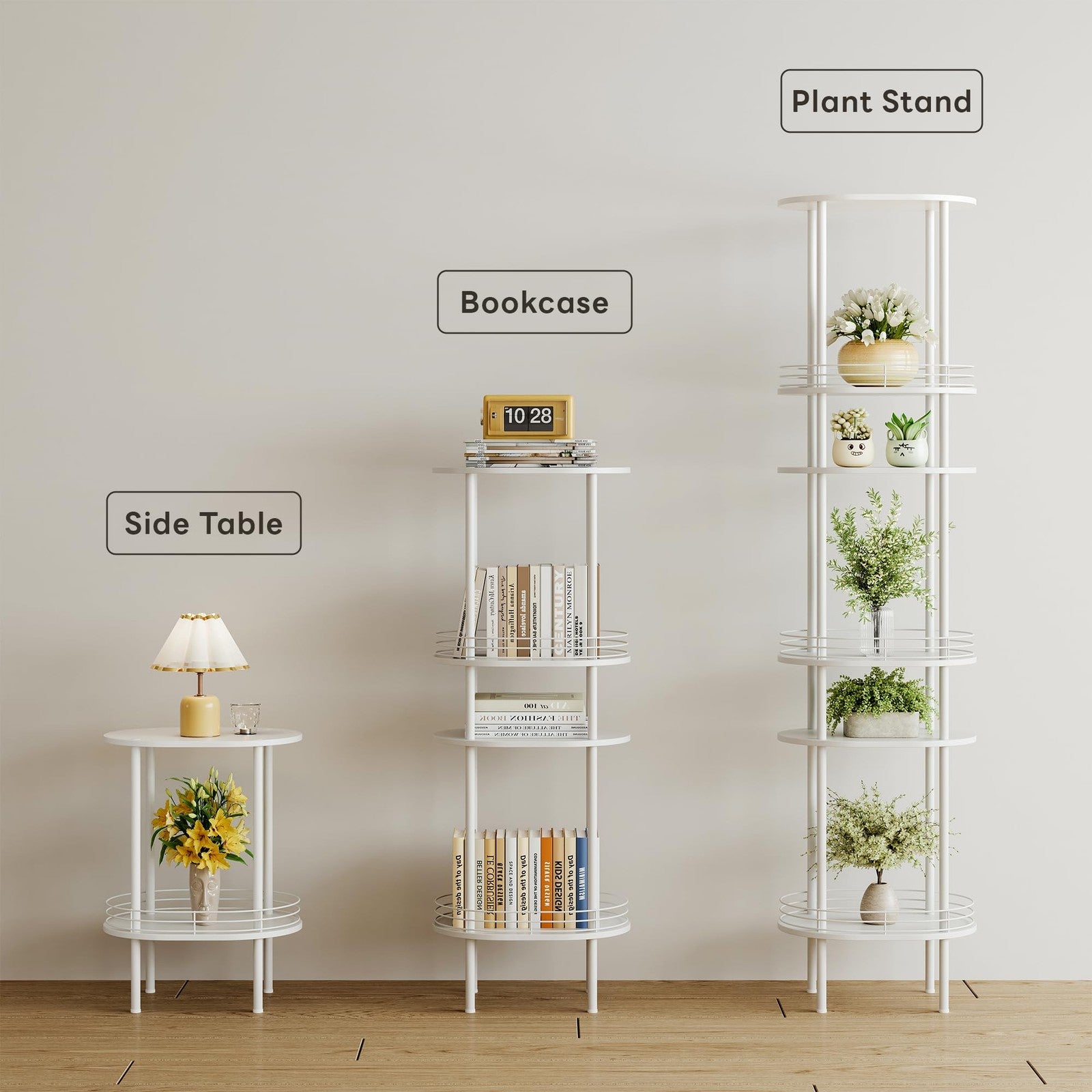 Small modern oval side table with storage, 2-tier design by DGSANDGO, sturdy living room accent table with sleek style.