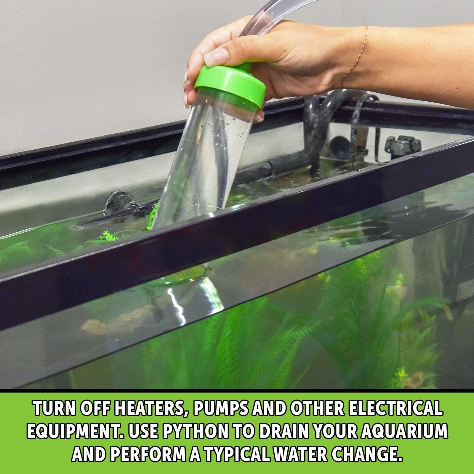 Python No Spill Clean and Fill Aquarium Maintenance System with gravel cleaner and water changer for freshwater tanks.