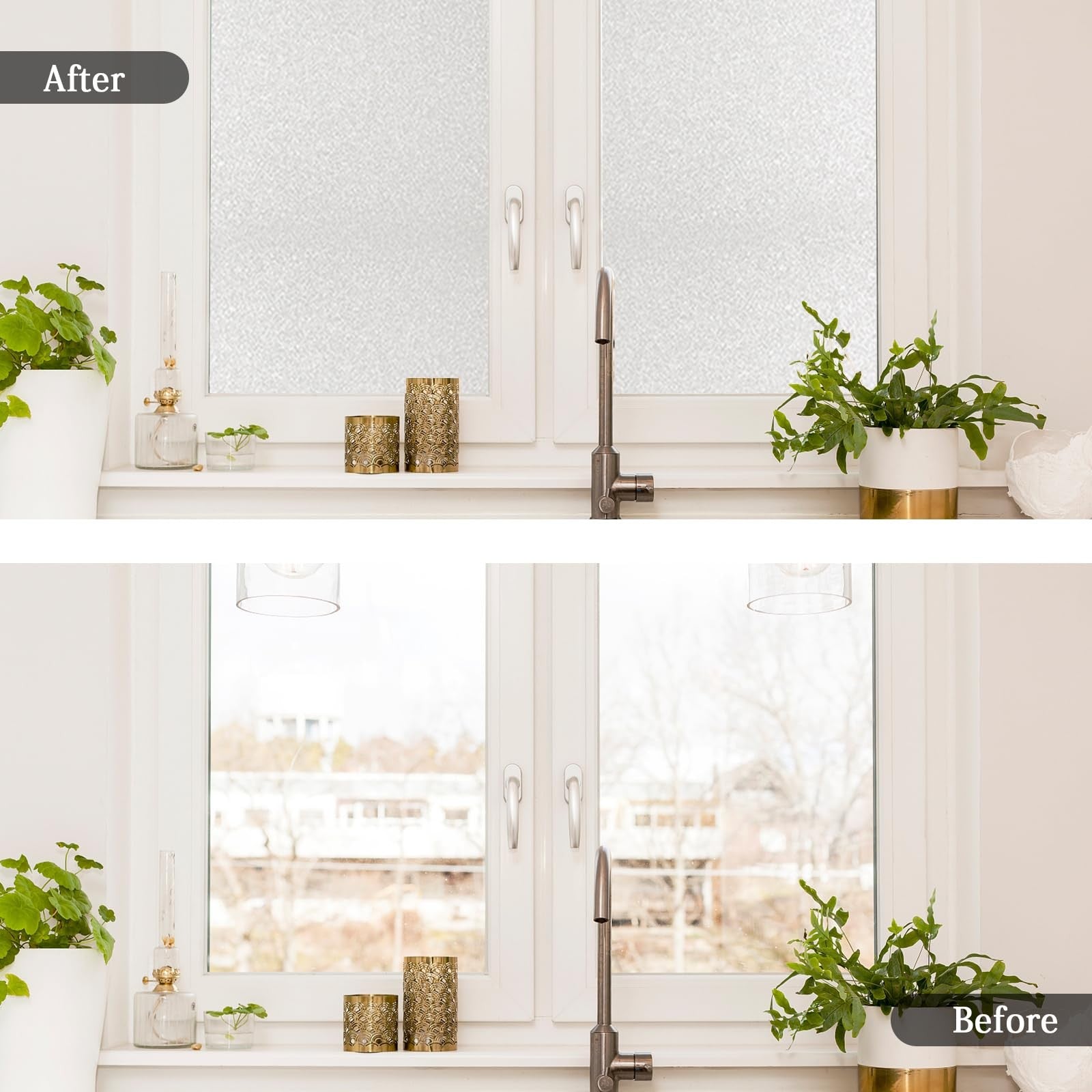 Shackcom frosted glass window film rolls, 45.2 x 118 inches, with a textured frosted finish for bathroom and window privacy.