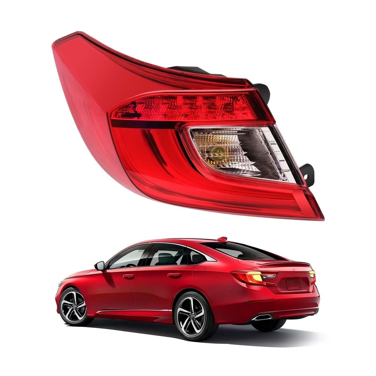 Pinkomoto driver side tail light assembly for Honda Accord 2018-2019, showing the pink and clear lens design on a car.