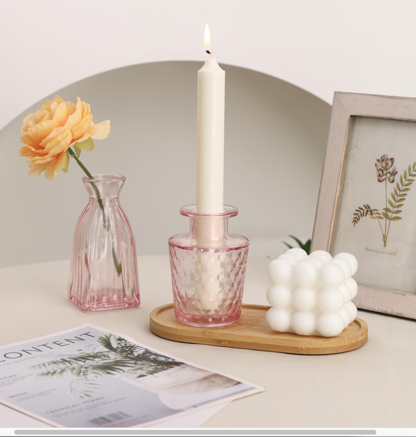 Set of 36 pink glass bud vases for small flowers, featuring mini flower vases for centerpieces by Fixwal
