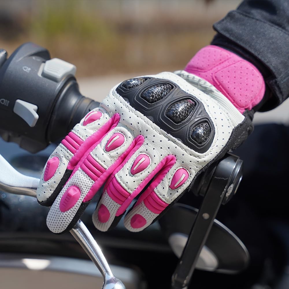 Seibertron SPS-2 unisex touchscreen motorcycle and MTB sports gloves with padded knuckles and breathable fabric, shown on hands.