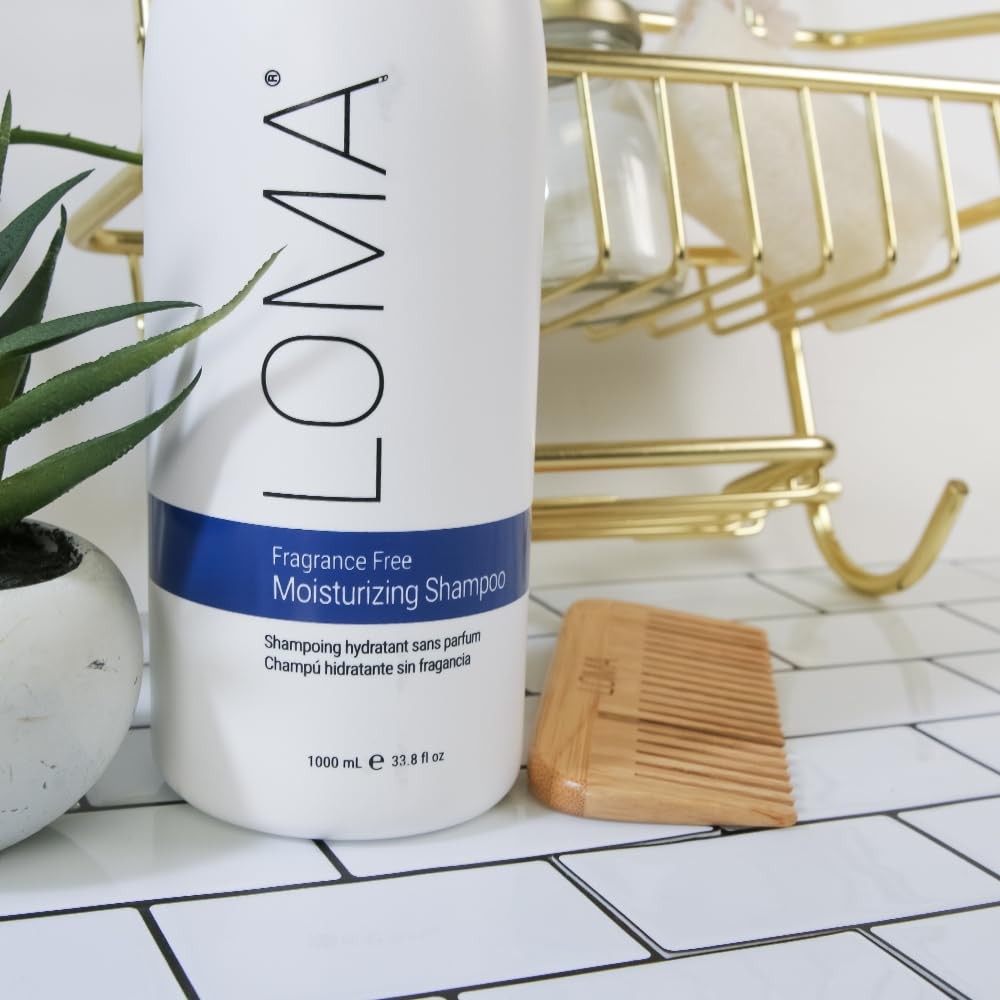 Loma fragrance-free moisturizing shampoo bottle, 33.8oz, with a clean label and pump dispenser.