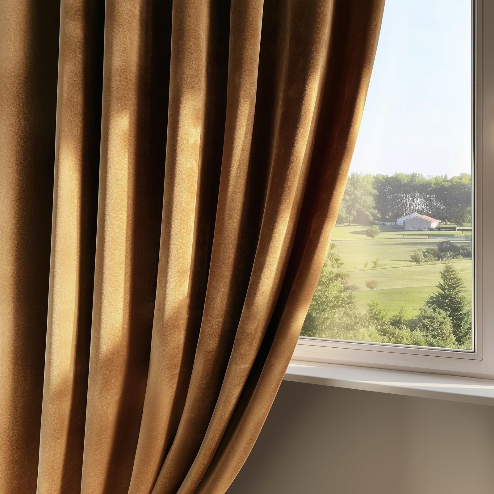 FMFUNCTEX velvet blackout curtains in black and gold brown with thermal insulation, designed for bedroom privacy and light blocking.