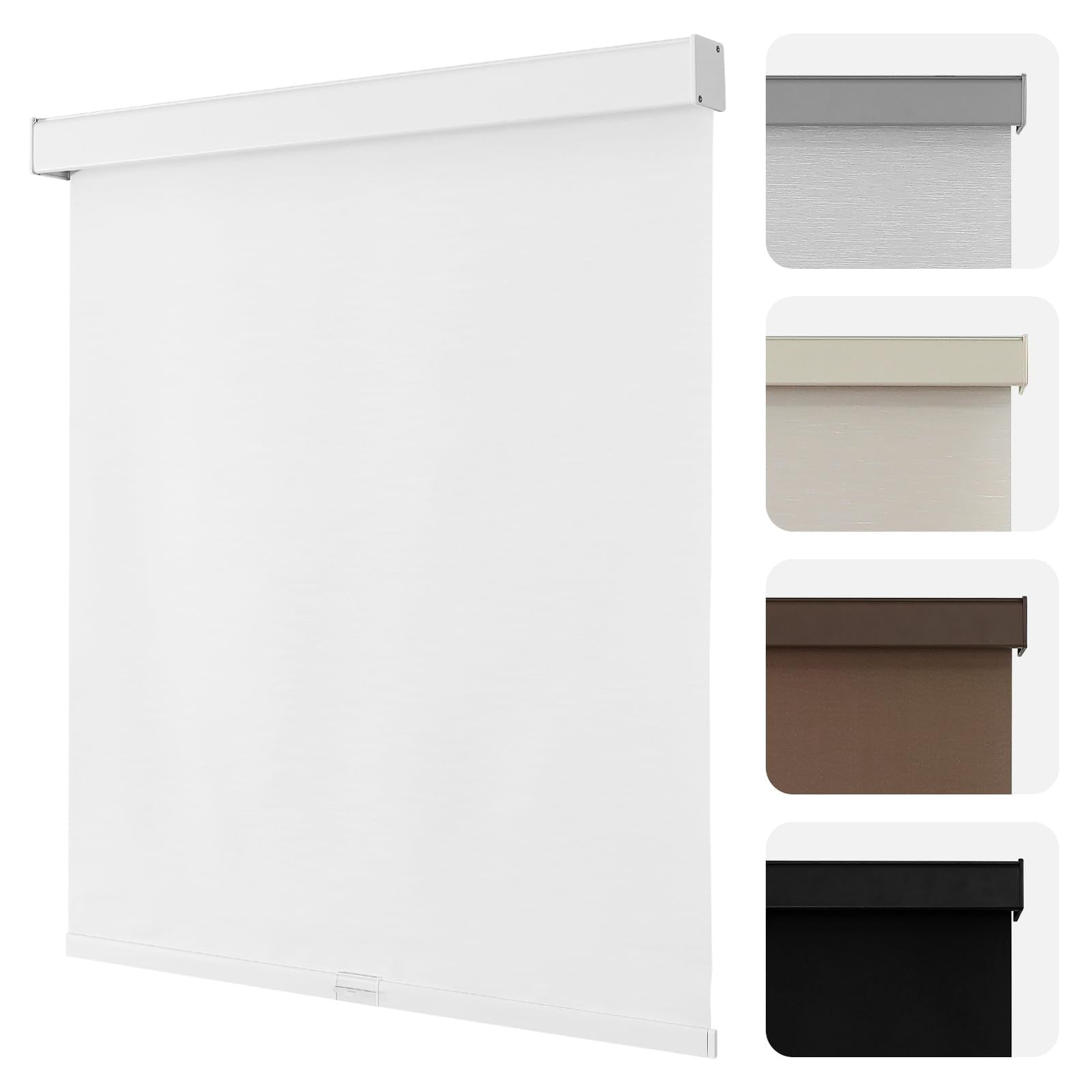 Joydeco blackout roller shades with cordless design, featuring a sleek black fabric for window privacy and light control.