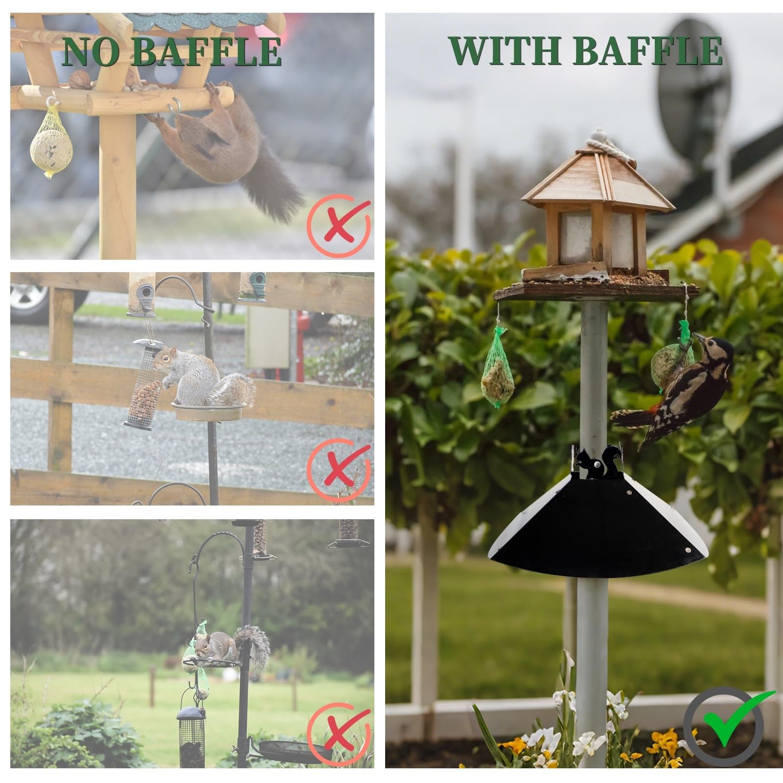 RELIY metal squirrel baffle for 4x4 post, 18-inch outdoor wood bird feeder baffle to prevent squirrel access