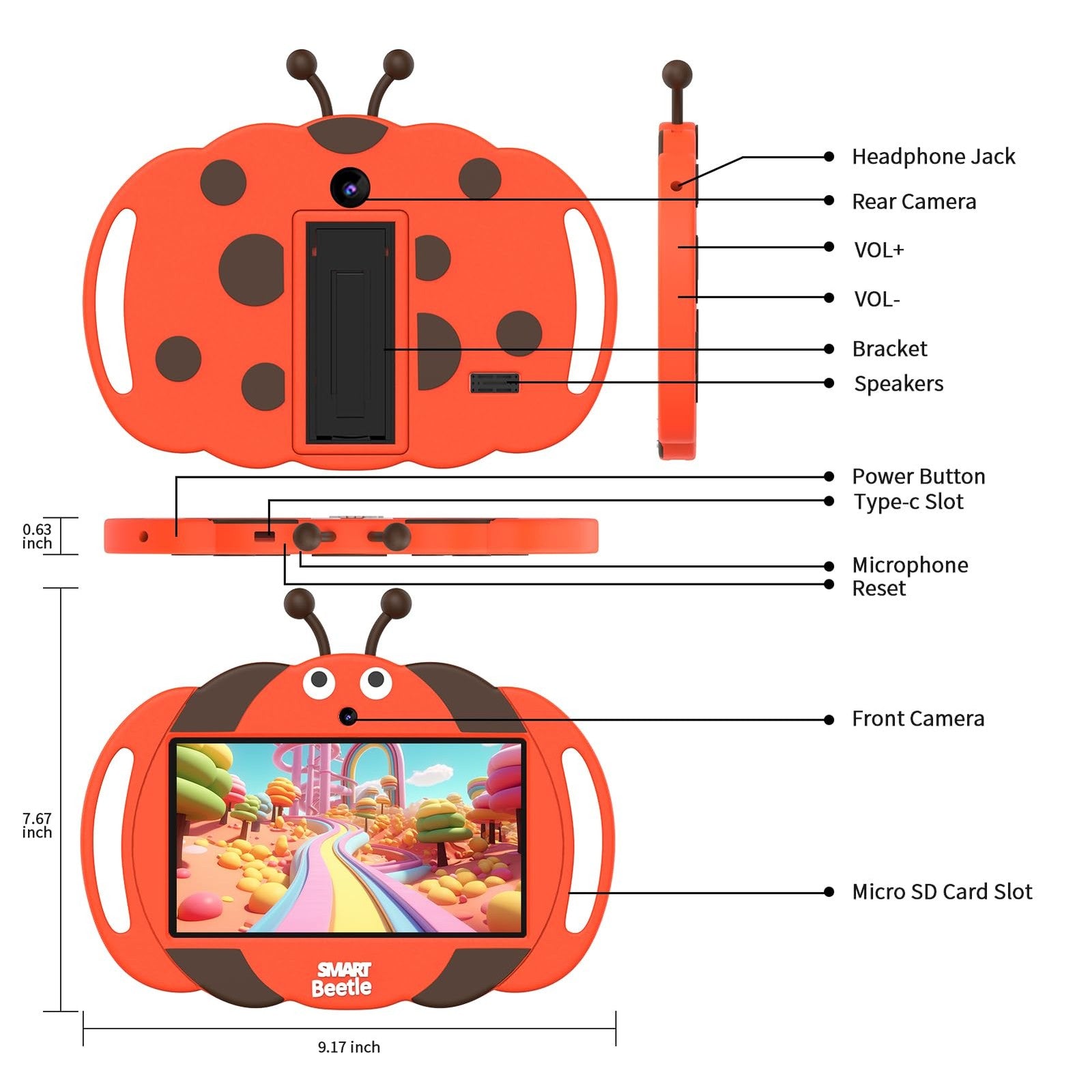 VOLENTEX Android 13 Kids Tablet with 7-inch screen, educational features, suitable for children aged 3-12, colorful and durable design