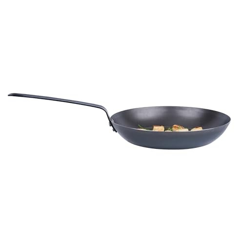 Restaurantware Met Lux 11-inch lightweight frying pan with triple-rive induction-ready surface, shown with a cooked dish inside.