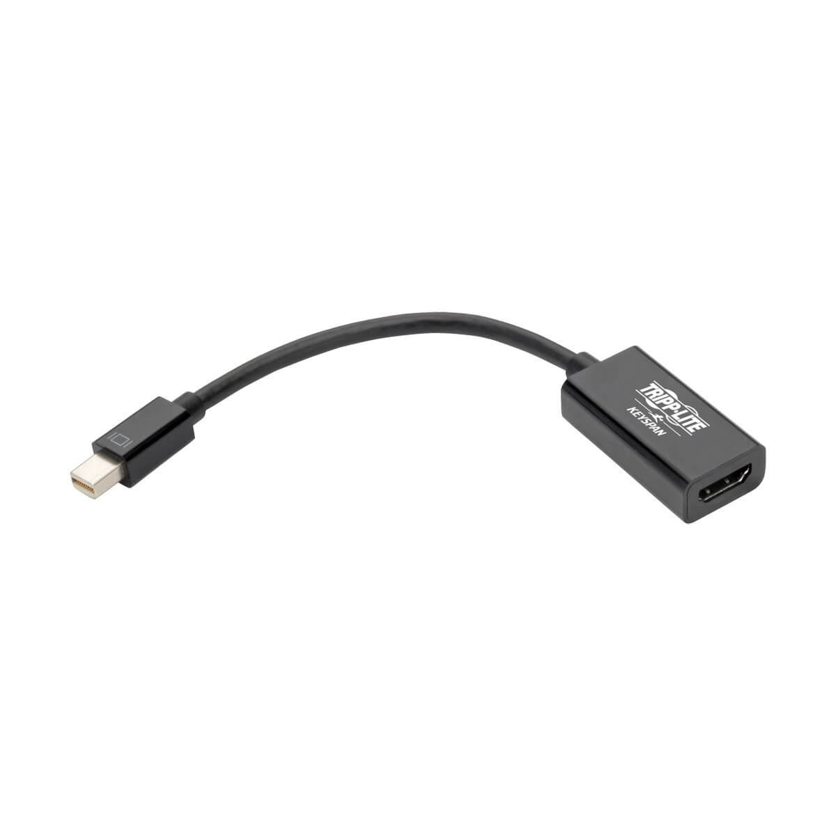 TRIPP LITE Mini DisplayPort 1.2 to HDMI adapter converter showing a compact black active mDP to HDMI connector.
