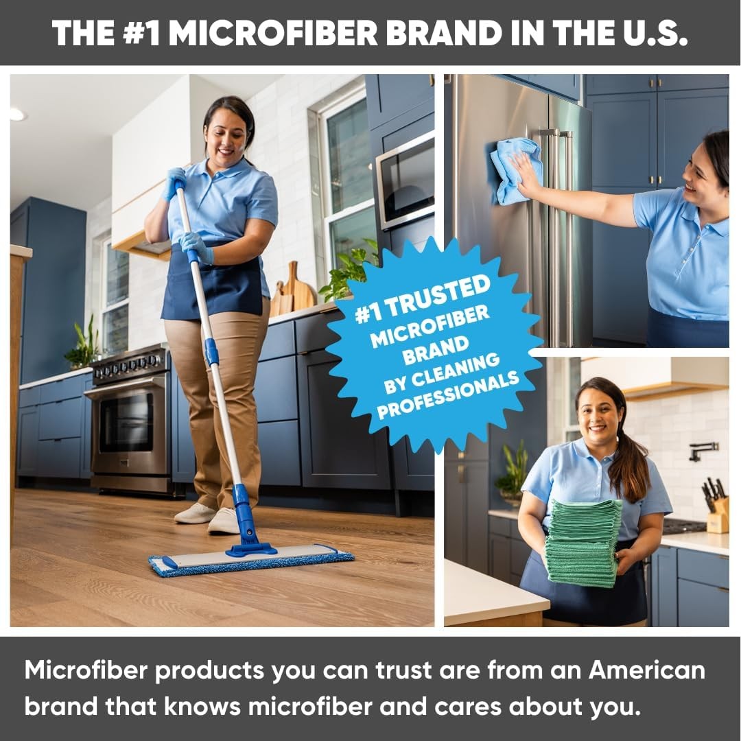 18-inch professional hardwood floor mop by Microfiber Wholesale with microfiber head for dry and wet cleaning.