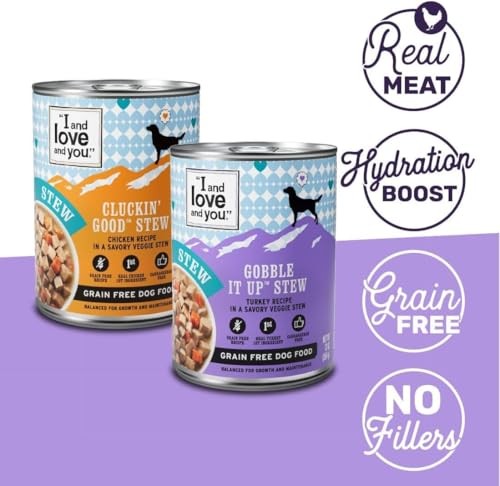 I AND LOVE AND YOU Wet Dog Food Bundle with Double Dog Deer Moo Variety Pack, featuring cans of dog food with deer and moo flavors.