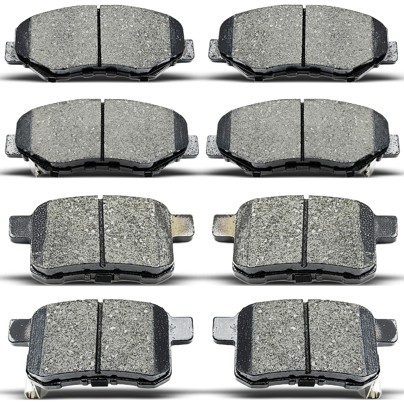 evkingauto 8-piece ceramic brake pad set for Honda, front and rear replacement with new brake pads and hardware.