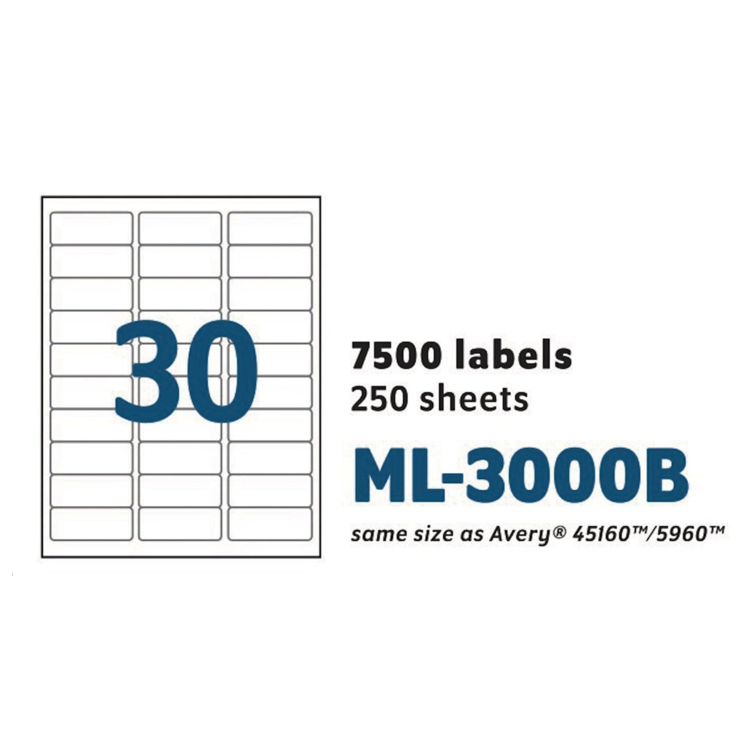 Maco printable mailing labels for laser and inkjet printers, showing a sheet of white shipping address labels with printed text.