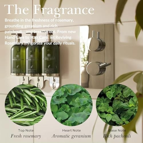 Molton Brown Reviving Rosemary Conditioner in 10 fl oz bottle, showing the conditioner bottle with rosemary and botanical design.