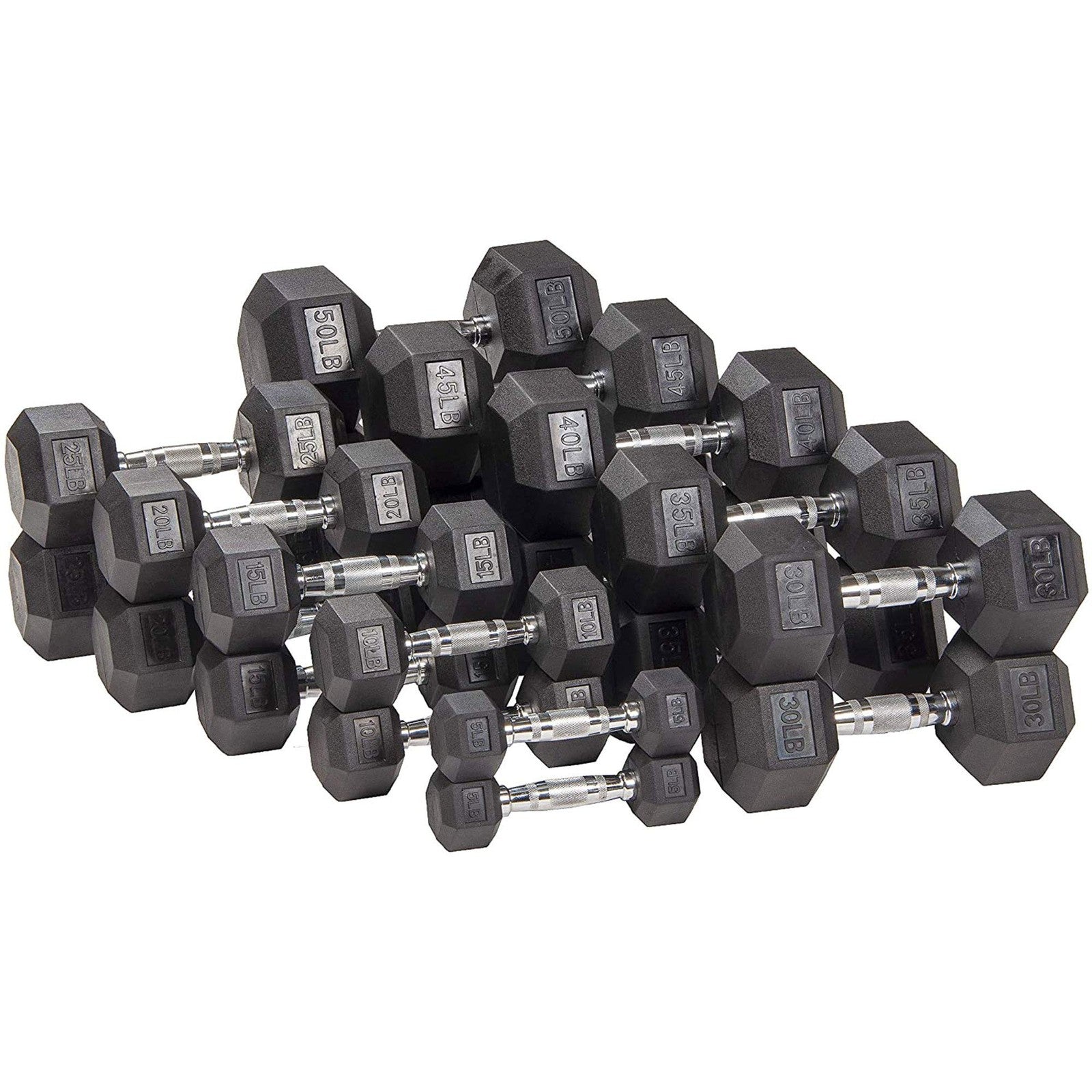 Black Fitvids Sporzon rubber-encased hex dumbbell with textured handle and weight markings, labeled Spz-Hex30S.