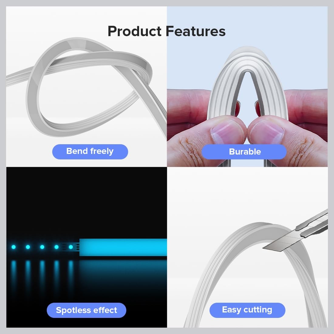 BTF-LIGHTING Silicone LED Channel System 49.2Ft flexible tube with milky white cover for LED strip lighting installation