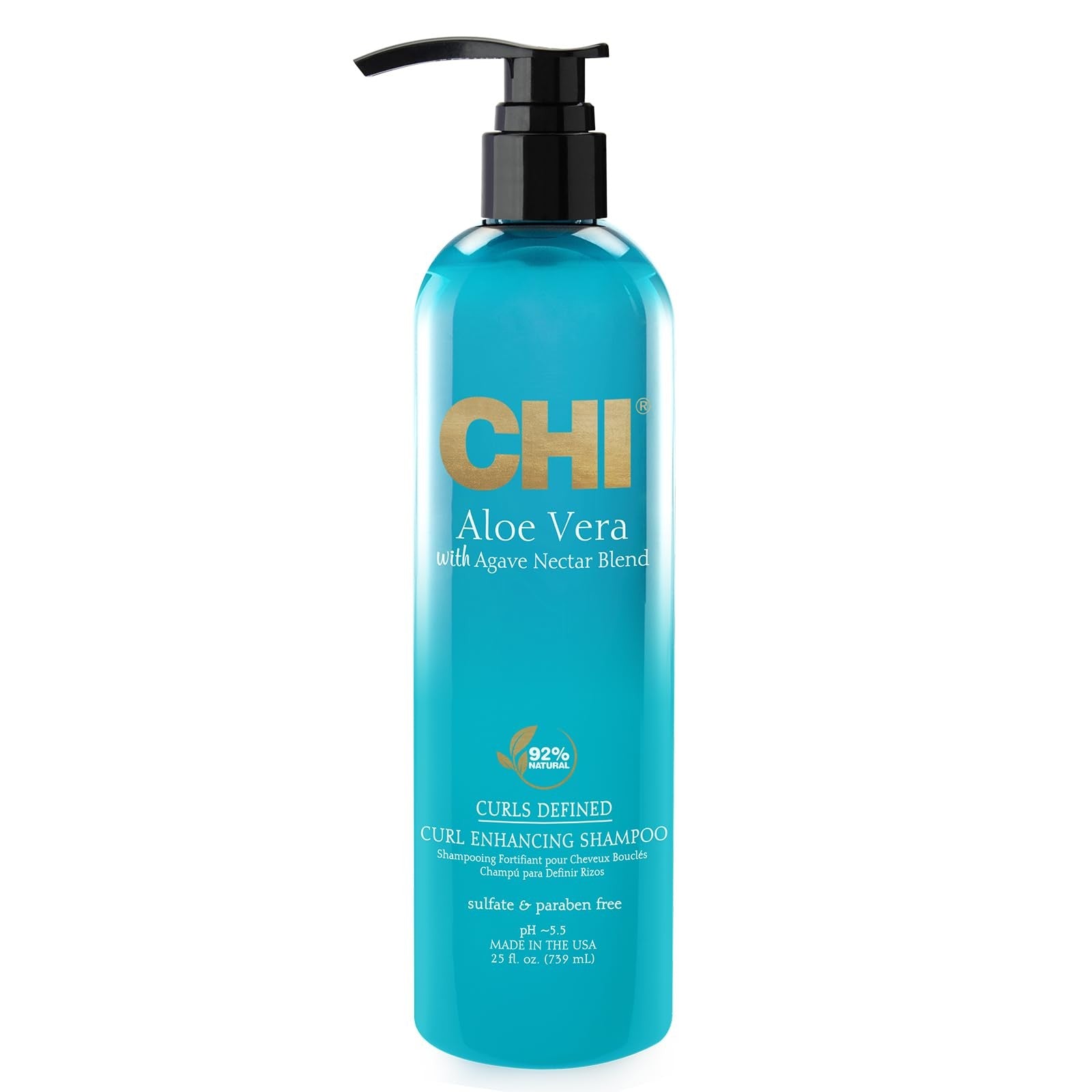 Chi Aloe Vera Curl Enhancing Shampoo bottle with green label, showcasing its gentle cleansing and moisturizing formula for curls.
